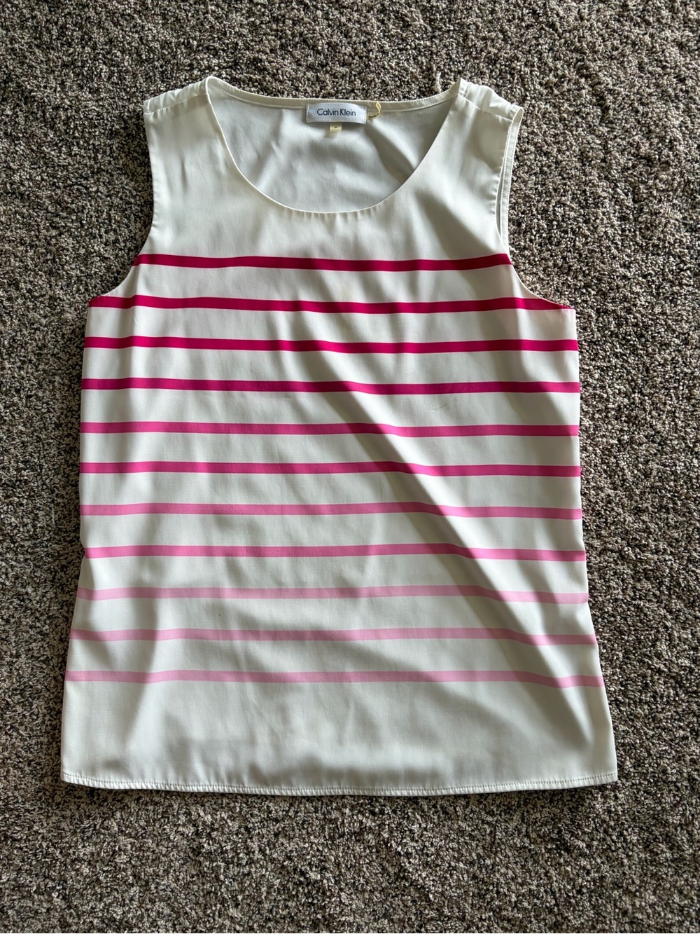 Calvin Klein Cream Tank Top with Pink Stripes